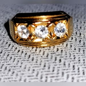 3 Stone Vintage Gold Filled Ring SIZE 9